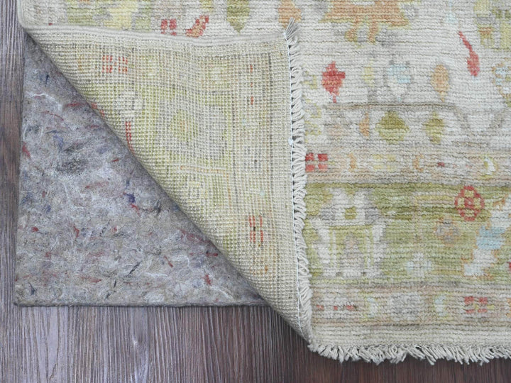 3'11" x 9'10" New Hand Knotted Ivory Wool Runner Oriental Rug - MOA10220486