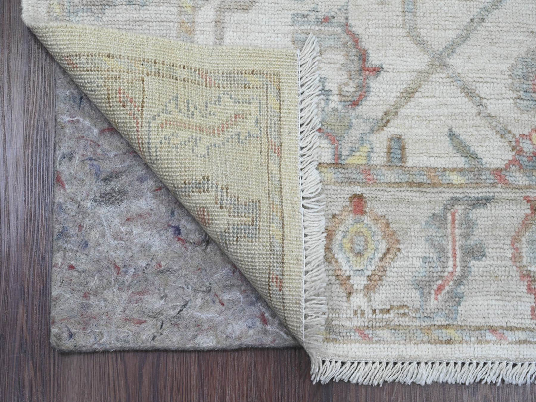 3'11" x 5'11" New Hand Knotted Ivory Wool Rectangle Oriental Rug - MOA10220487
