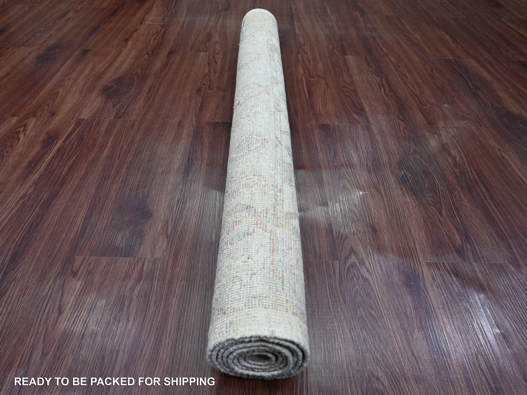 3'11" x 5'11" New Hand Knotted Ivory Wool Rectangle Oriental Rug - MOA10220487
