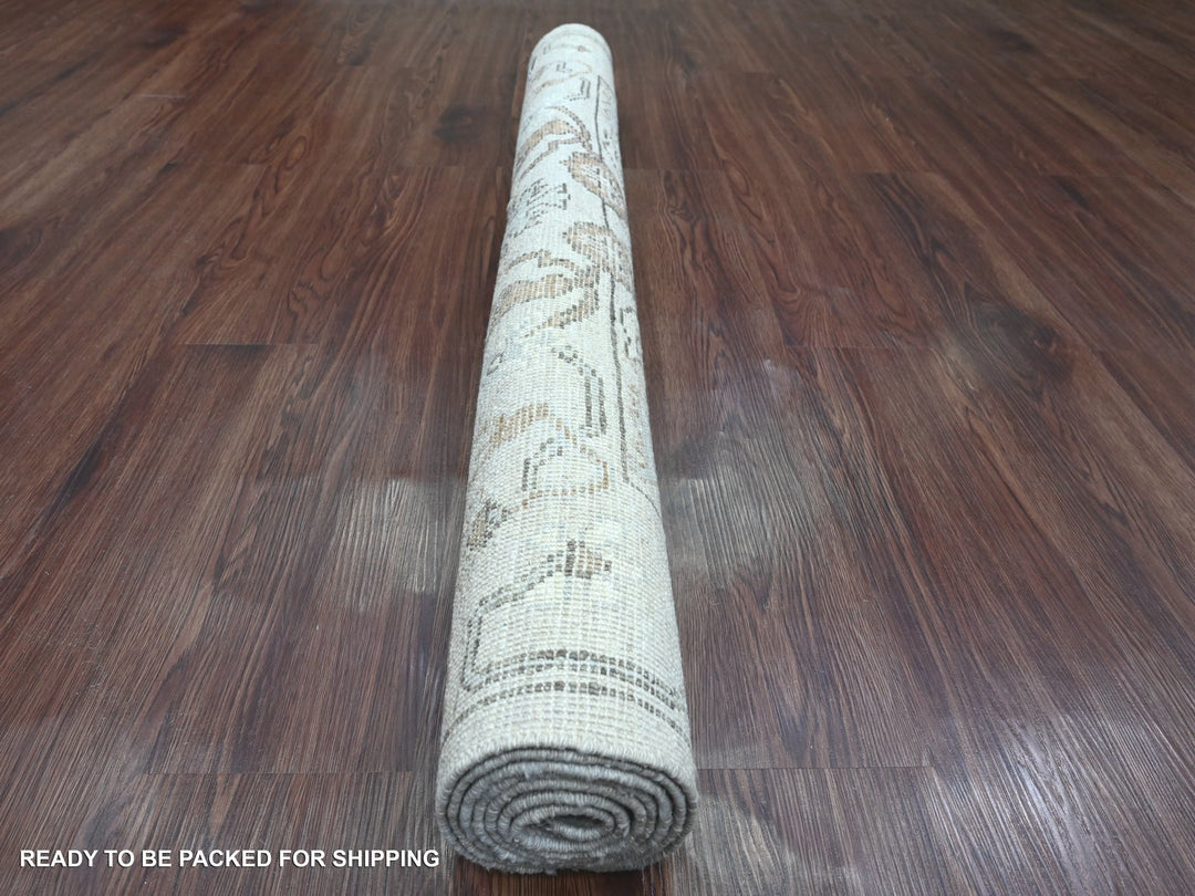 4'0" x 5'10" New Hand Knotted Grey Wool Rectangle Oriental Rug - MOA10220489