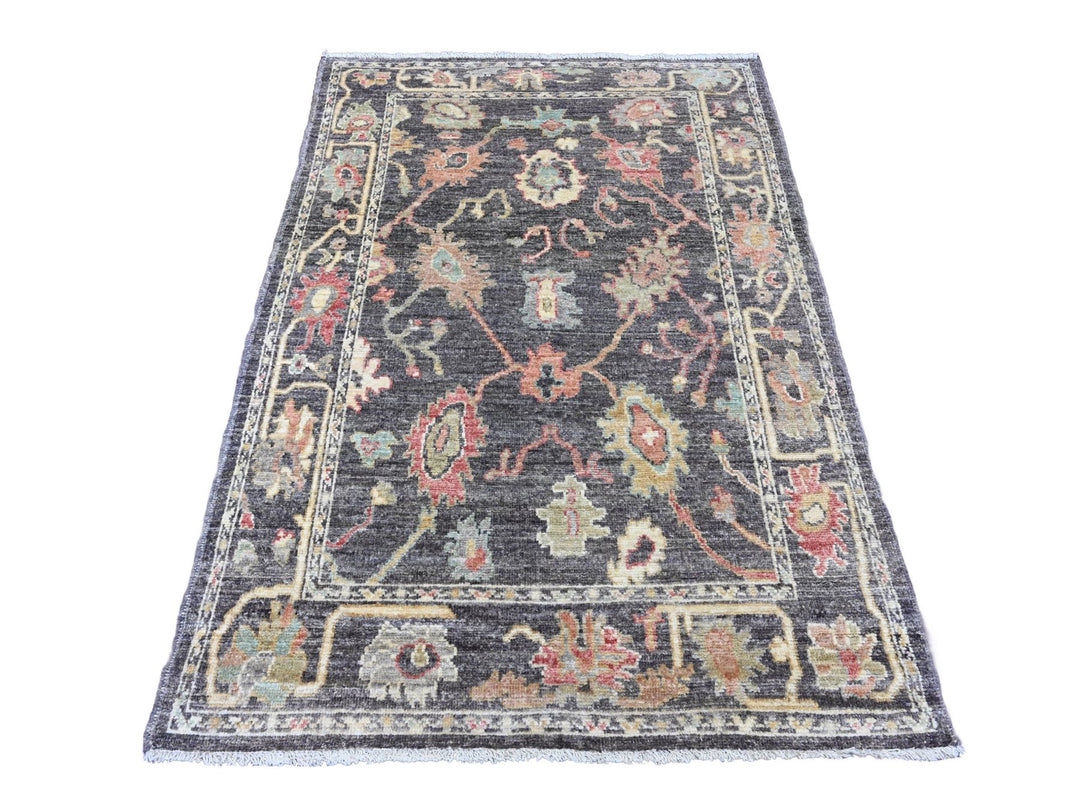 4'1" x 6'0" New Hand Knotted Grey Wool Rectangle Oriental Rug - MOA10220491