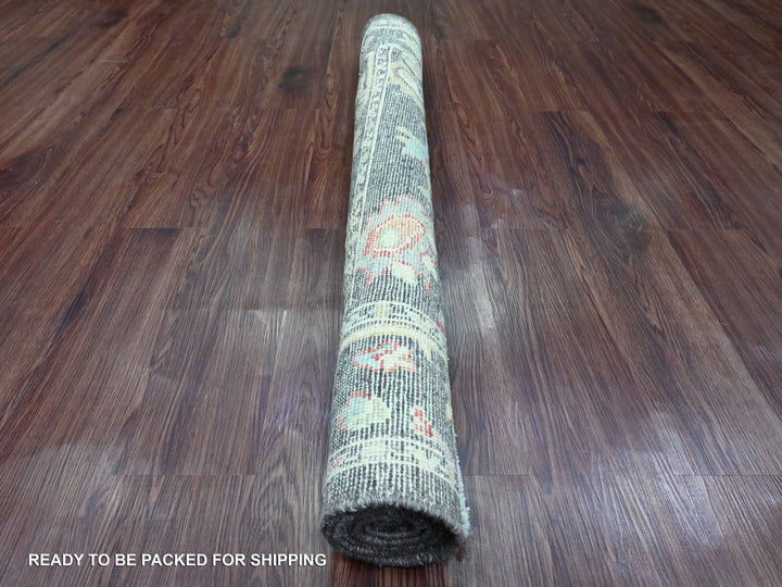 4'1" x 6'0" New Hand Knotted Grey Wool Rectangle Oriental Rug - MOA10220491