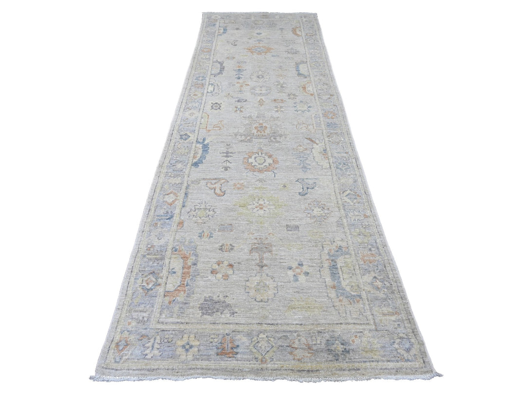 3'9" x 11'11" New Hand Knotted Ivory Wool Runner Oriental Rug - MOA10220495