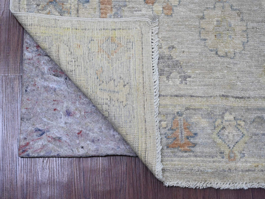 3'9" x 11'11" New Hand Knotted Ivory Wool Runner Oriental Rug - MOA10220495