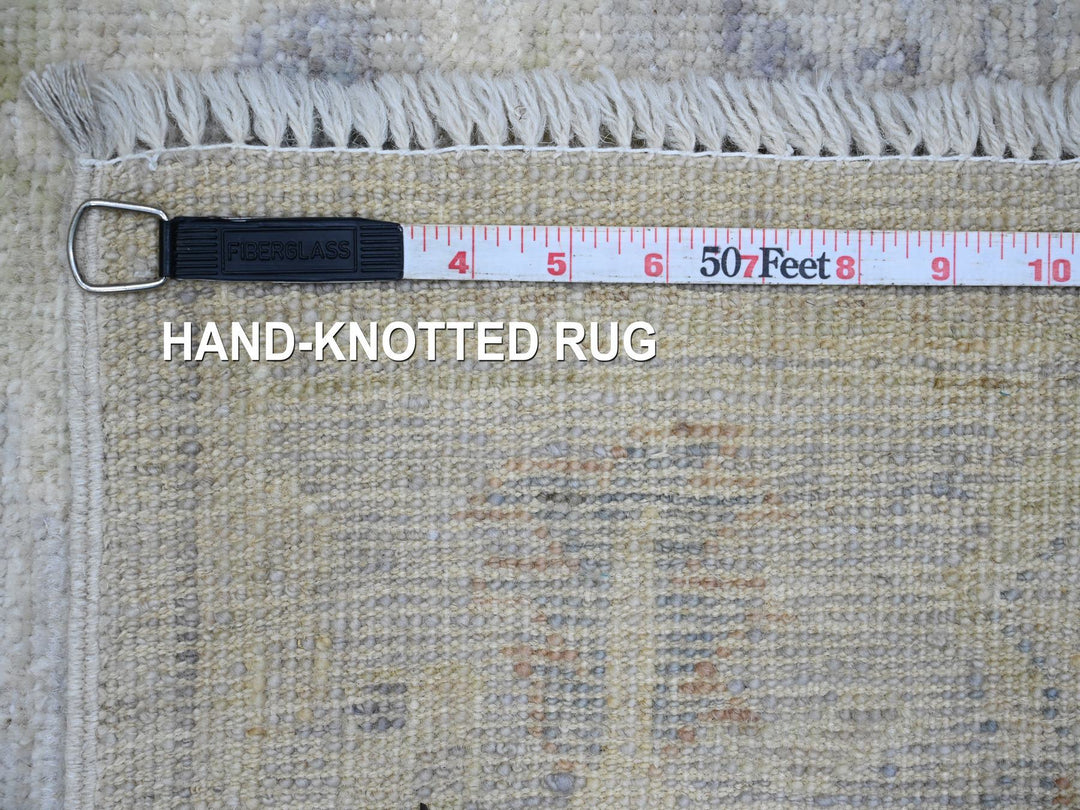 3'9" x 11'11" New Hand Knotted Ivory Wool Runner Oriental Rug - MOA10220495