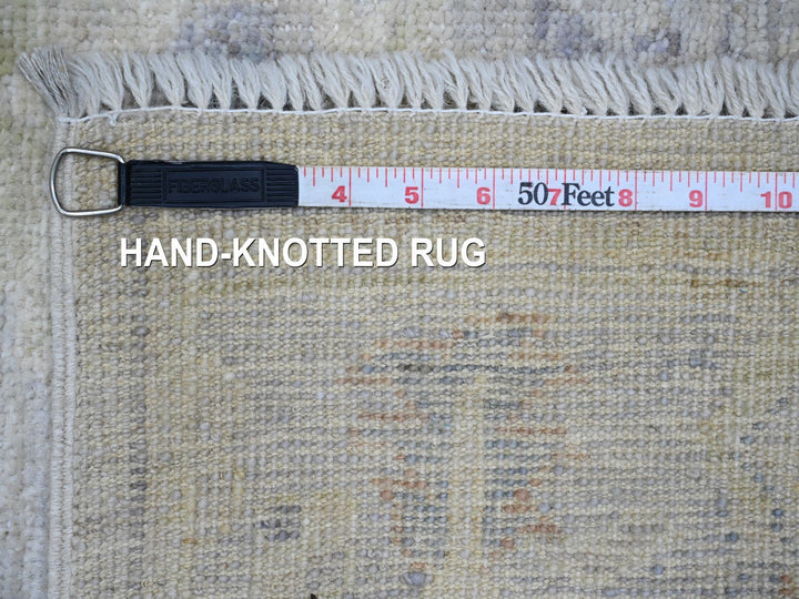 3'9" x 11'11" New Hand Knotted Ivory Wool Runner Oriental Rug - MOA10220495