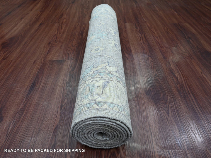 2'8" x 9'11" New Hand Knotted Grey Wool Runner Oriental Rug - MOA10220499