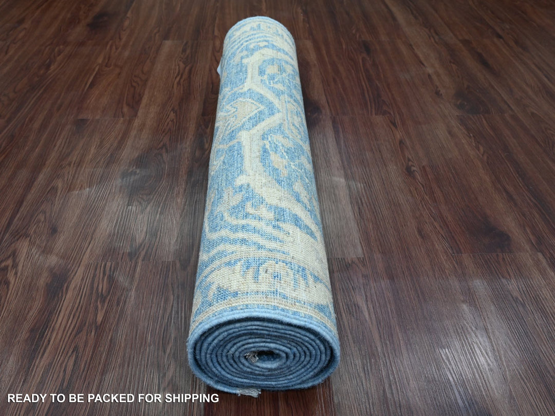 2'9" x 11'5" New Hand Knotted Blue Wool Runner Oriental Rug - MOA10220500