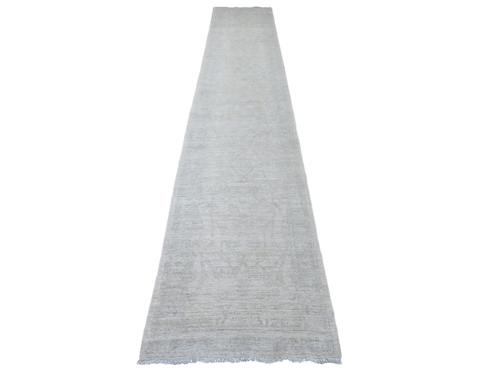 2'8" x 14'11" New Hand Knotted Ivory Wool Runner Oriental Rug - MOA10220501