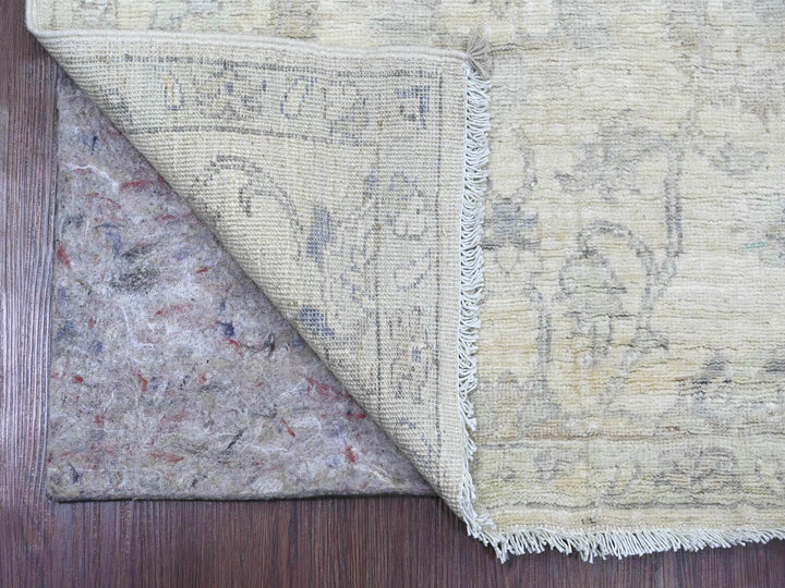 2'5" x 11'7" New Hand Knotted Ivory Wool Runner Oriental Rug - MOA10220502