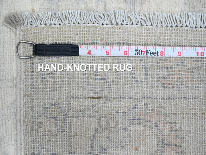2'5" x 11'7" New Hand Knotted Ivory Wool Runner Oriental Rug - MOA10220502