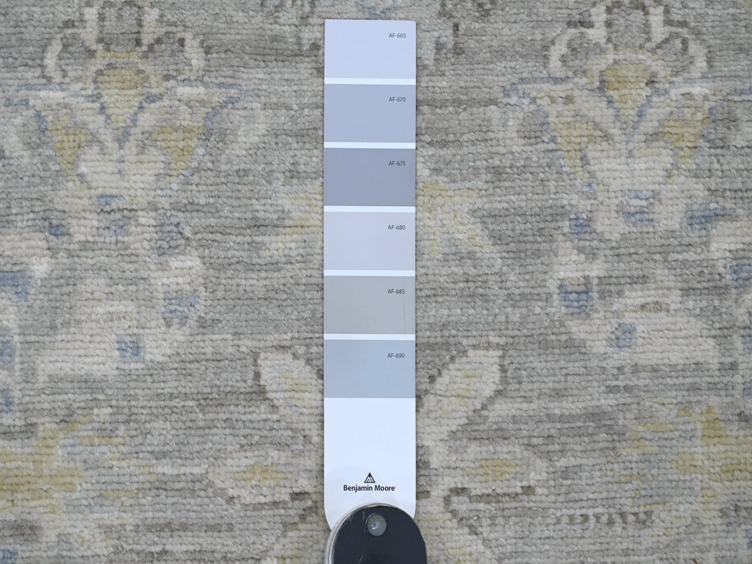 2'8" x 11'9" New Hand Knotted Grey Wool Runner Oriental Rug - MOA10220504