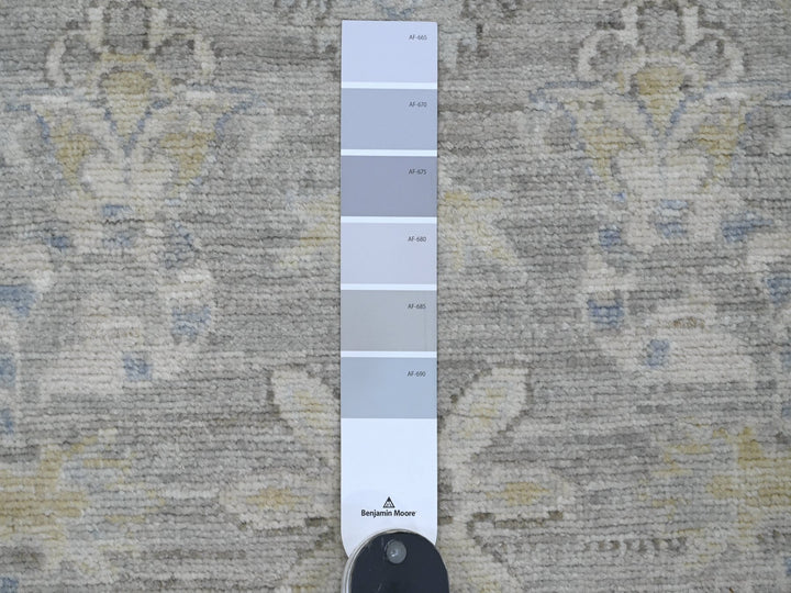 2'8" x 11'9" New Hand Knotted Grey Wool Runner Oriental Rug - MOA10220504