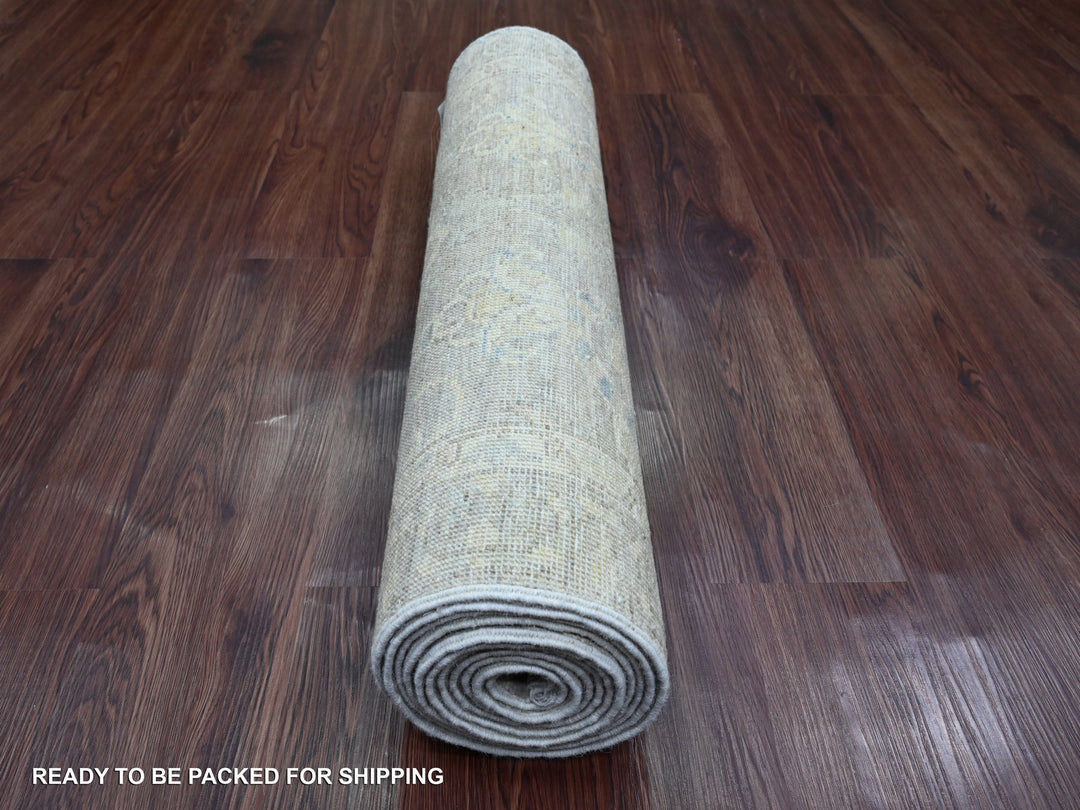 2'8" x 11'9" New Hand Knotted Grey Wool Runner Oriental Rug - MOA10220504
