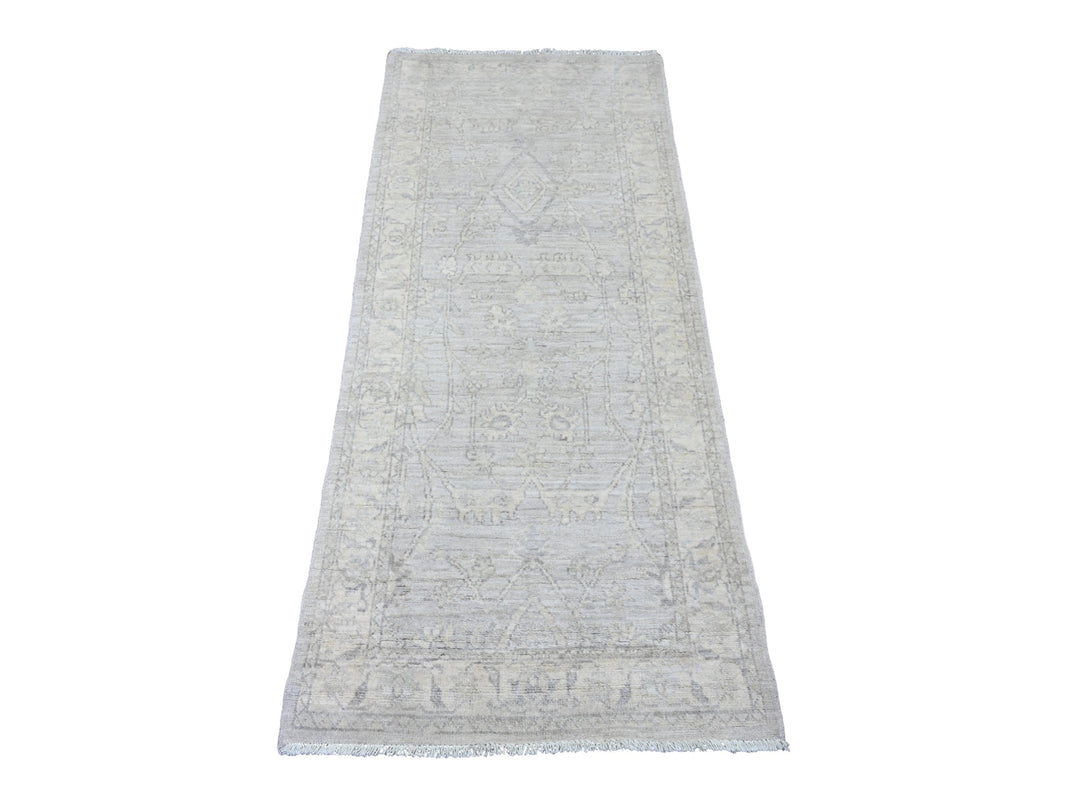 2'5" x 5'8" New Hand Knotted Grey Wool Runner Oriental Rug - MOA10220506