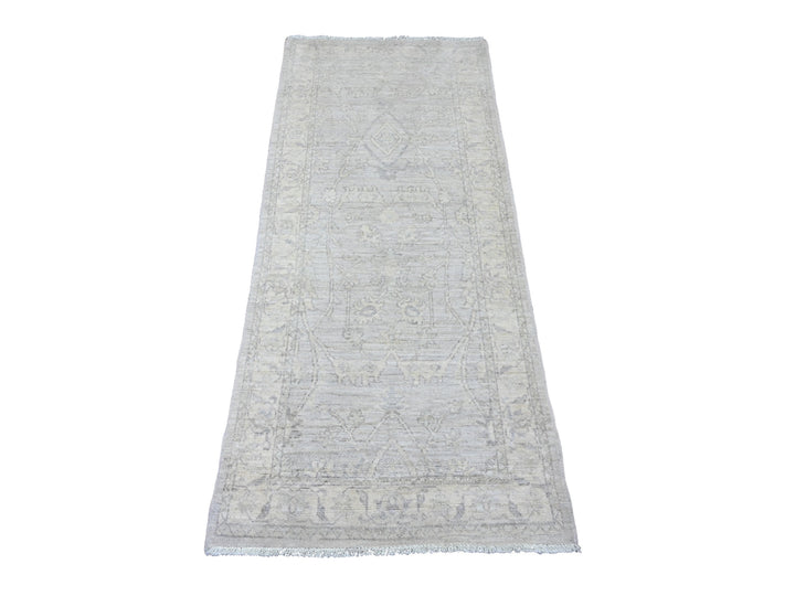 2'5" x 5'8" New Hand Knotted Grey Wool Runner Oriental Rug - MOA10220506