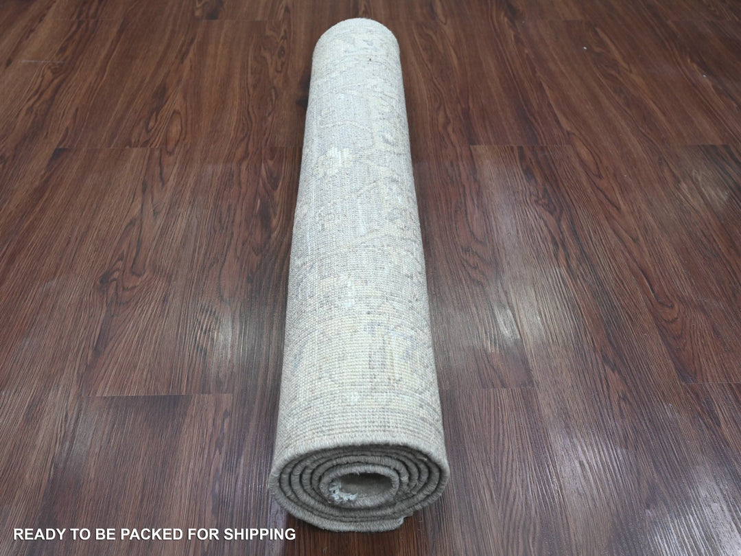 2'5" x 5'8" New Hand Knotted Grey Wool Runner Oriental Rug - MOA10220506