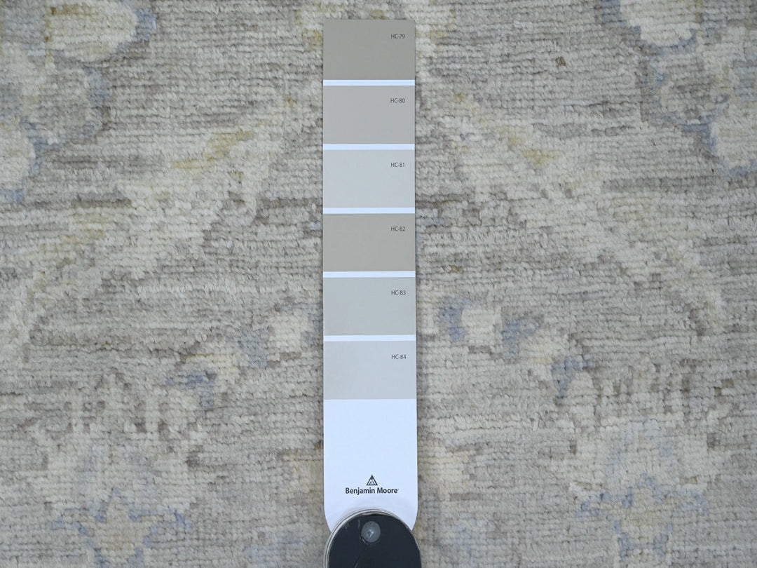 2'8" x 16'1" New Hand Knotted Grey Wool Runner Oriental Rug - MOA10220507