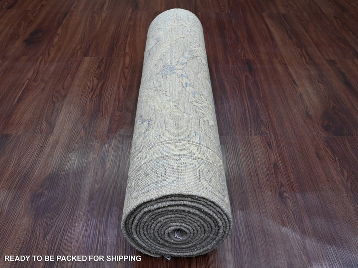 2'8" x 16'1" New Hand Knotted Grey Wool Runner Oriental Rug - MOA10220507