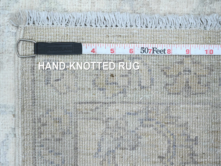 2'5" x 11'1" New Hand Knotted Ivory Wool Runner Oriental Rug - MOA10220509