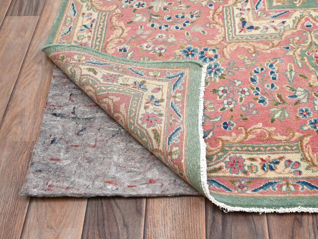 9'7" x 20'0" Vintage Hand Knotted Green Wool Rectangle Oriental Rug - MOA1022050