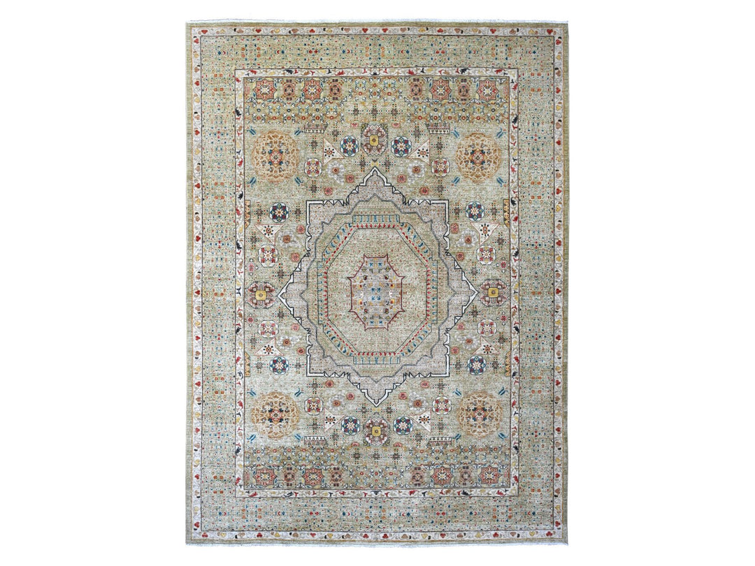 10'0" x 13'4" New Hand Knotted Green Wool Rectangle Oriental Rug - MOA10220510