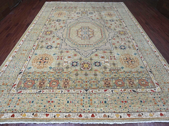 10'0" x 13'4" New Hand Knotted Green Wool Rectangle Oriental Rug - MOA10220510