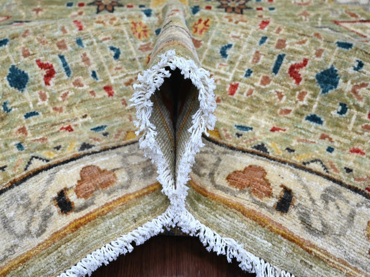 10'0" x 13'4" New Hand Knotted Green Wool Rectangle Oriental Rug - MOA10220510