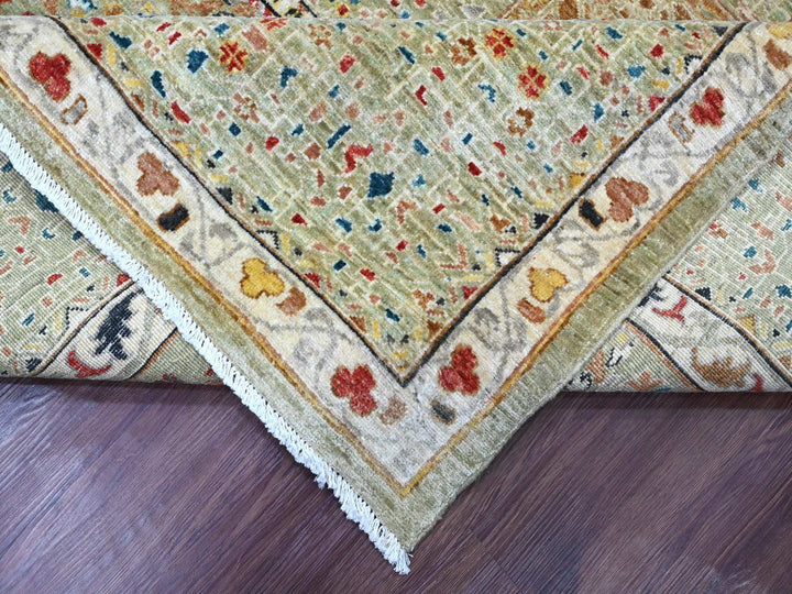 10'0" x 13'4" New Hand Knotted Green Wool Rectangle Oriental Rug - MOA10220510