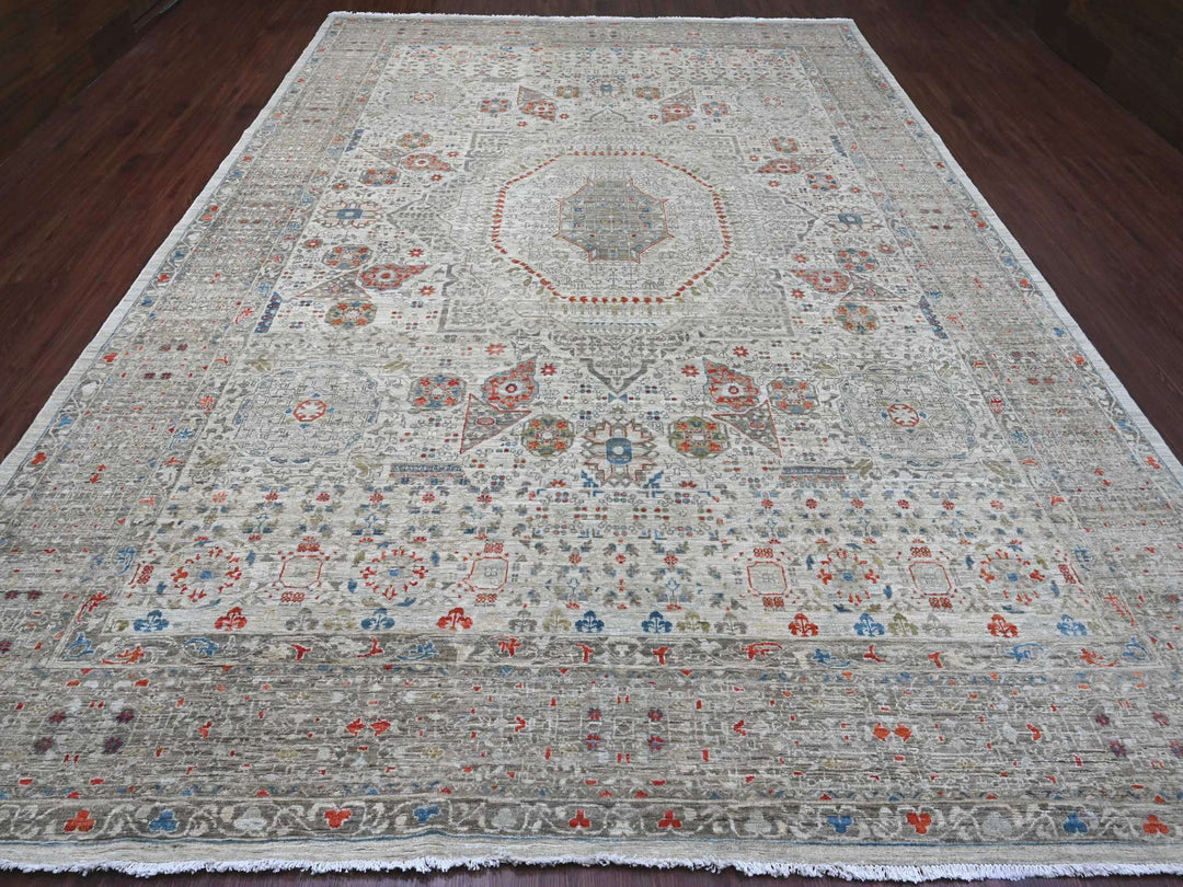 10'0" x 14'1" New Hand Knotted Grey Wool Rectangle Oriental Rug - MOA10220511