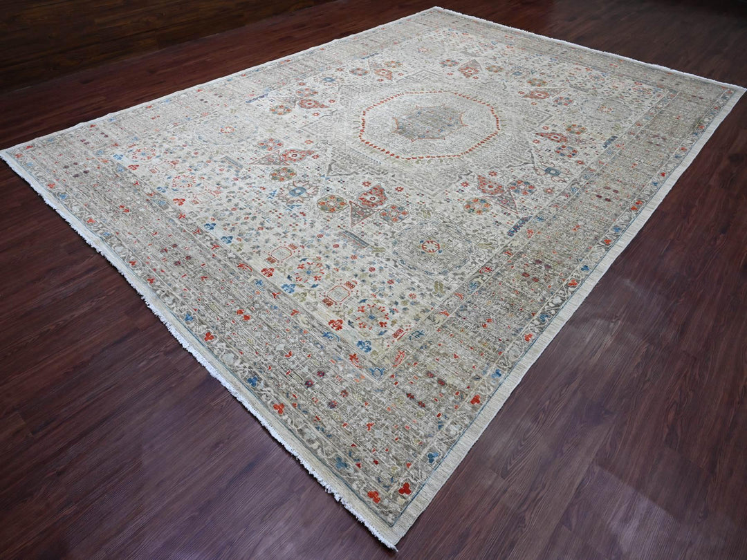 10'0" x 14'1" New Hand Knotted Grey Wool Rectangle Oriental Rug - MOA10220511