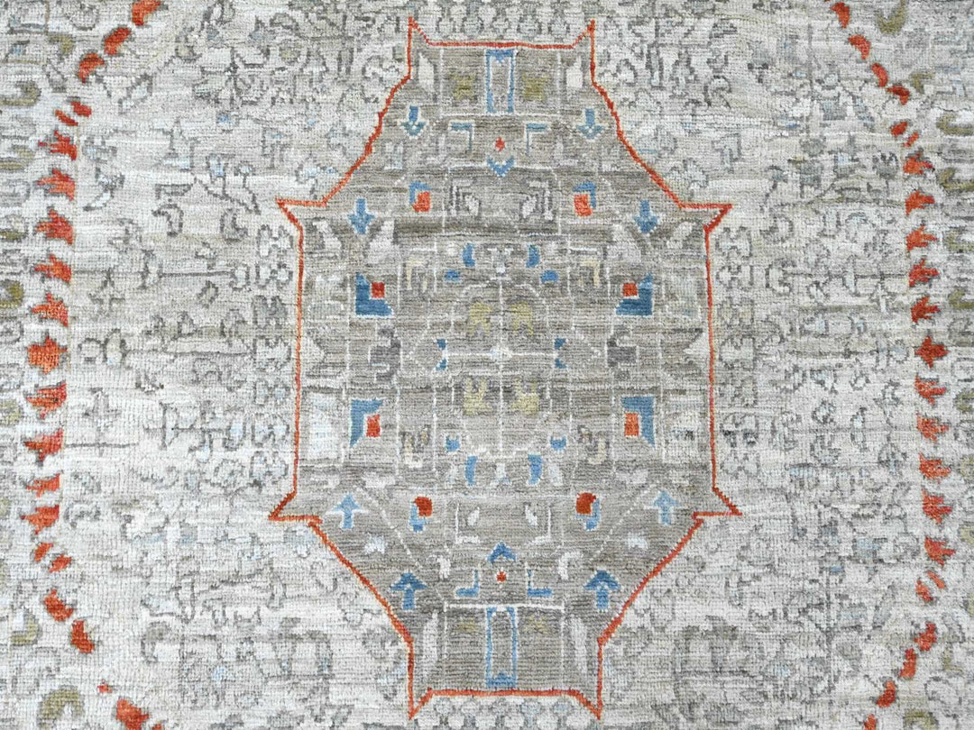 10'0" x 14'1" New Hand Knotted Grey Wool Rectangle Oriental Rug - MOA10220511