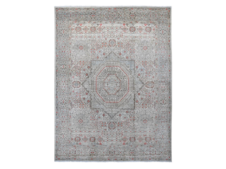 9'0" x 11'10" New Hand Knotted Grey Wool Rectangle Oriental Rug - MOA10220513
