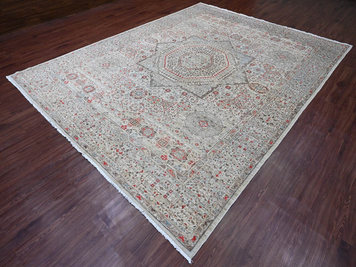 9'0" x 11'10" New Hand Knotted Grey Wool Rectangle Oriental Rug - MOA10220513