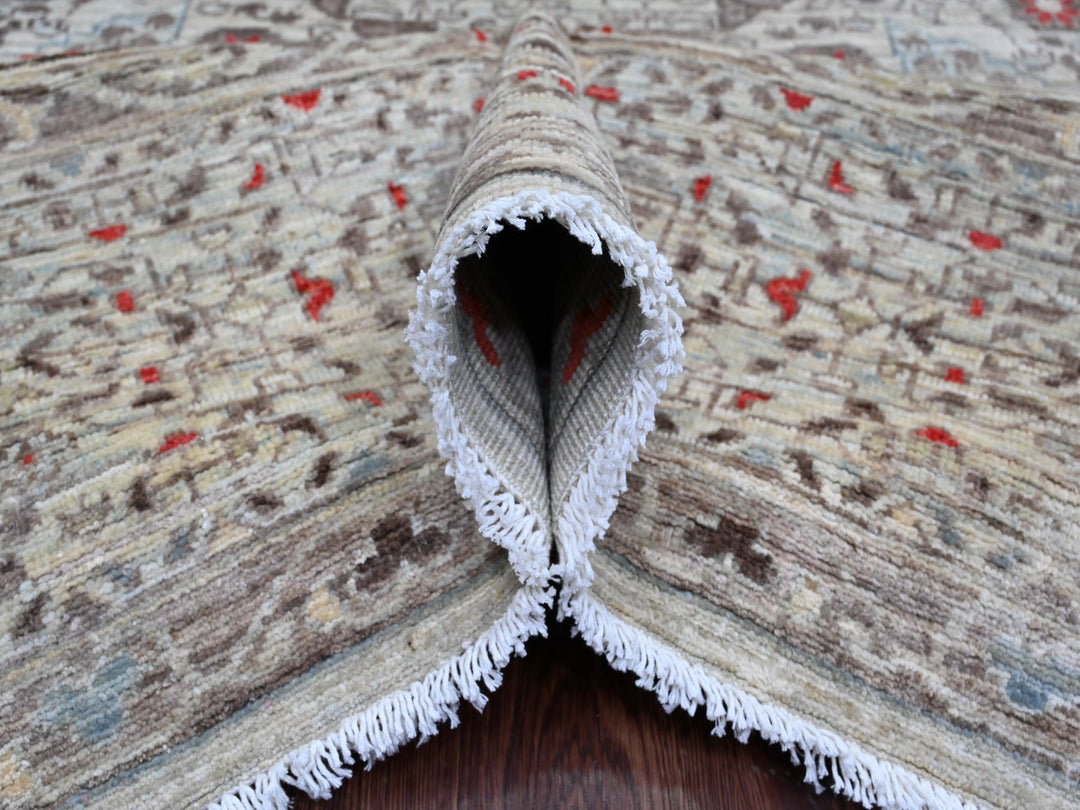 9'0" x 11'10" New Hand Knotted Grey Wool Rectangle Oriental Rug - MOA10220513