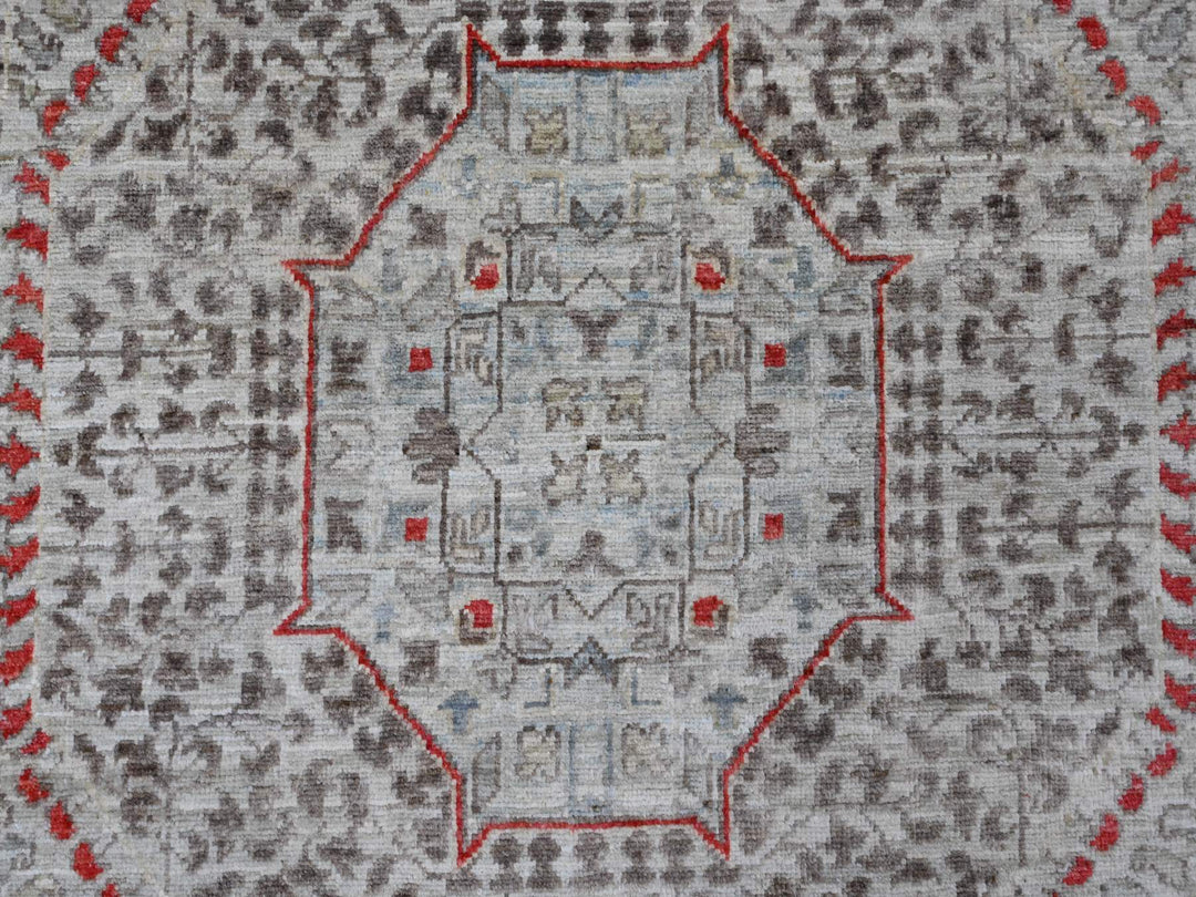 9'0" x 11'10" New Hand Knotted Grey Wool Rectangle Oriental Rug - MOA10220513