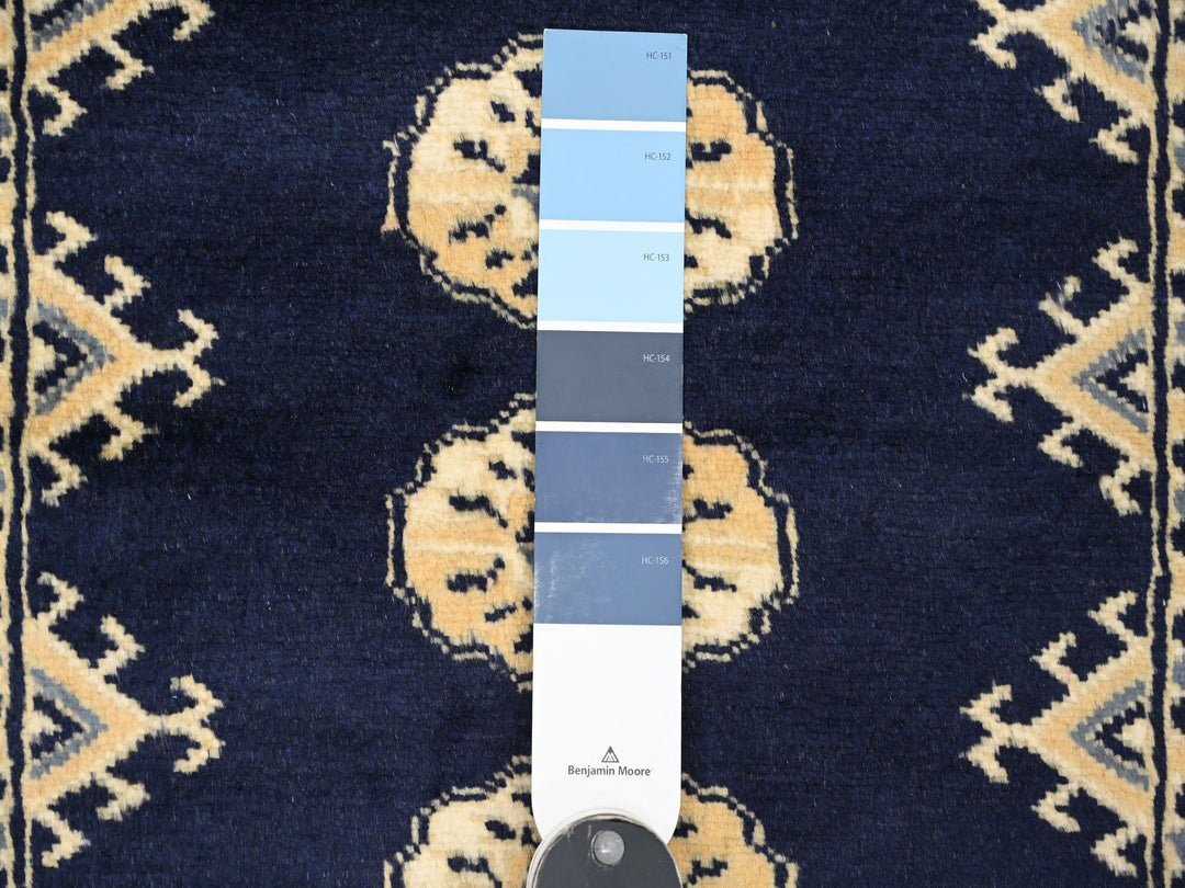 2'6" x 19'7" New Hand Knotted Blue Wool Runner Oriental Rug - MOA10220517
