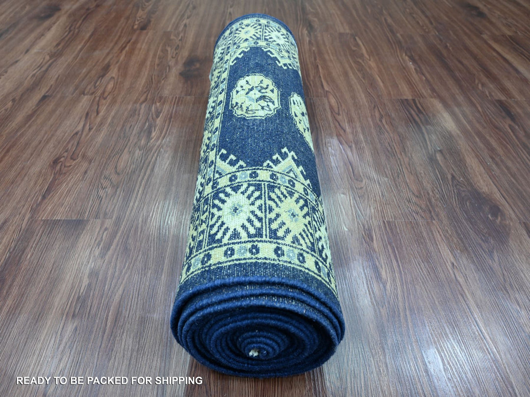 2'6" x 19'7" New Hand Knotted Blue Wool Runner Oriental Rug - MOA10220517