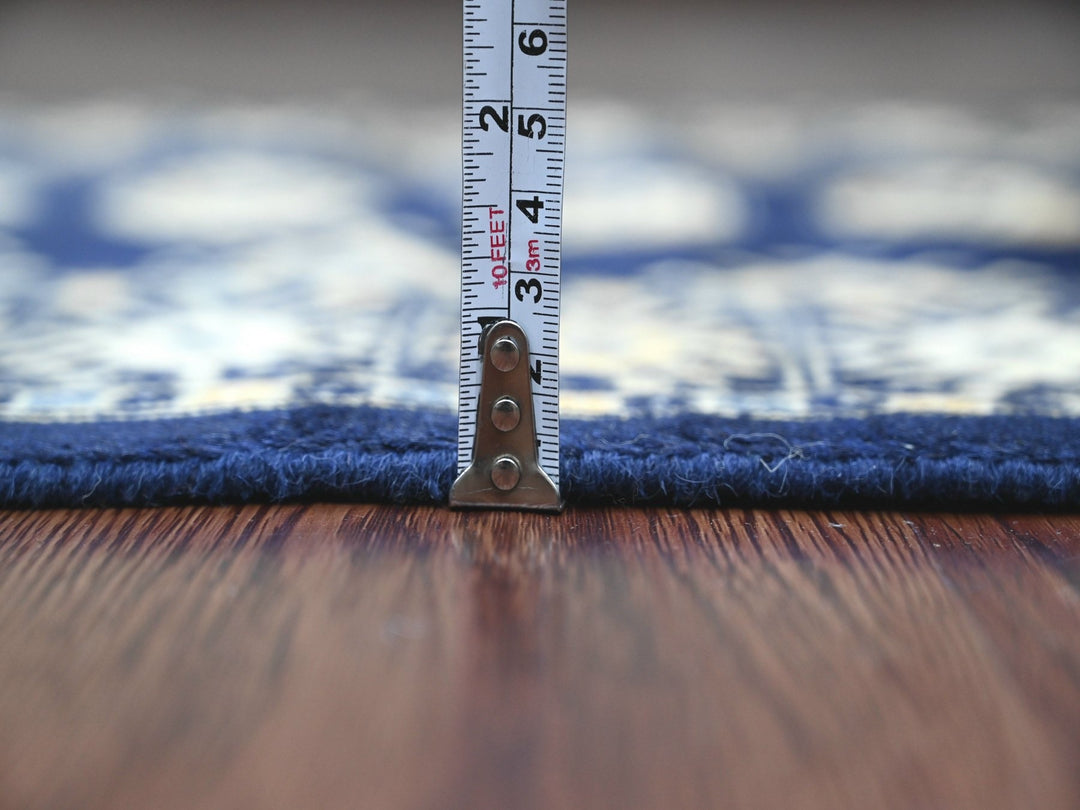 2'6" x 19'7" New Hand Knotted Blue Wool Runner Oriental Rug - MOA10220517