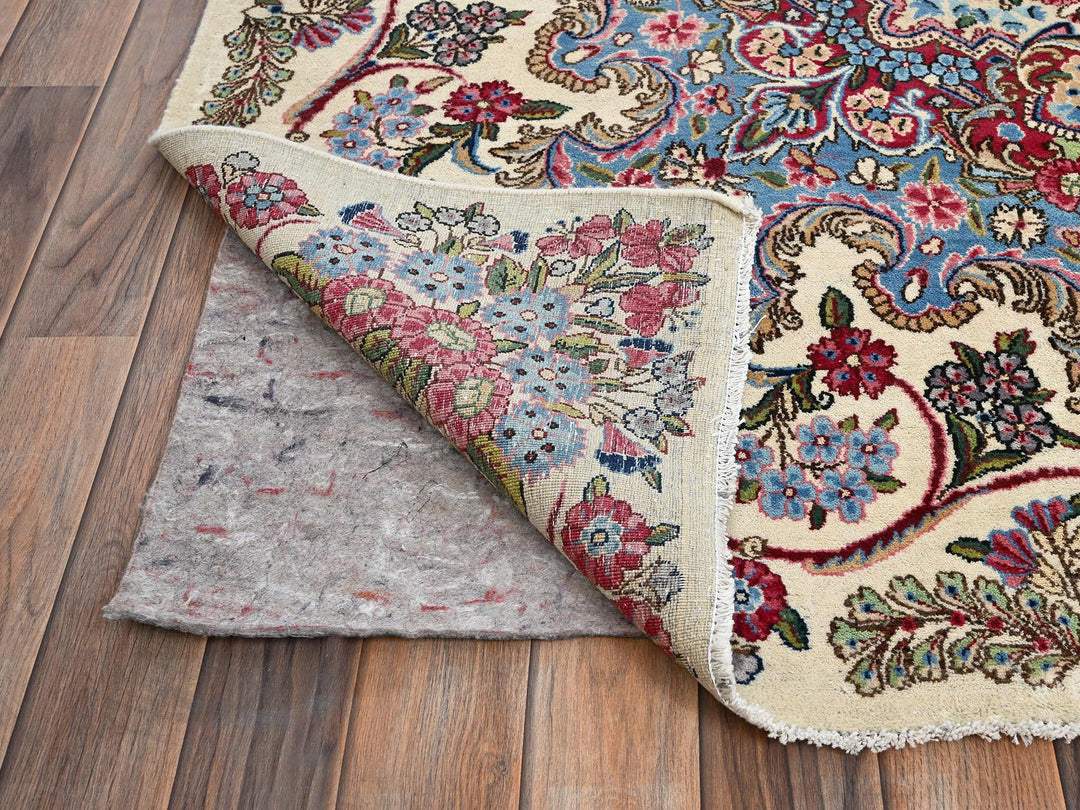 11'8" x 13'7" Vintage Hand Knotted Ivory Wool Square Oriental Rug - MOA1022051