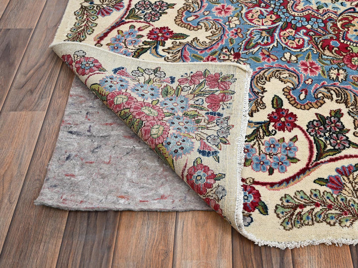 11'8" x 13'7" Vintage Hand Knotted Ivory Wool Square Oriental Rug - MOA1022051