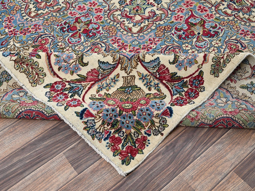 11'8" x 13'7" Vintage Hand Knotted Ivory Wool Square Oriental Rug - MOA1022051