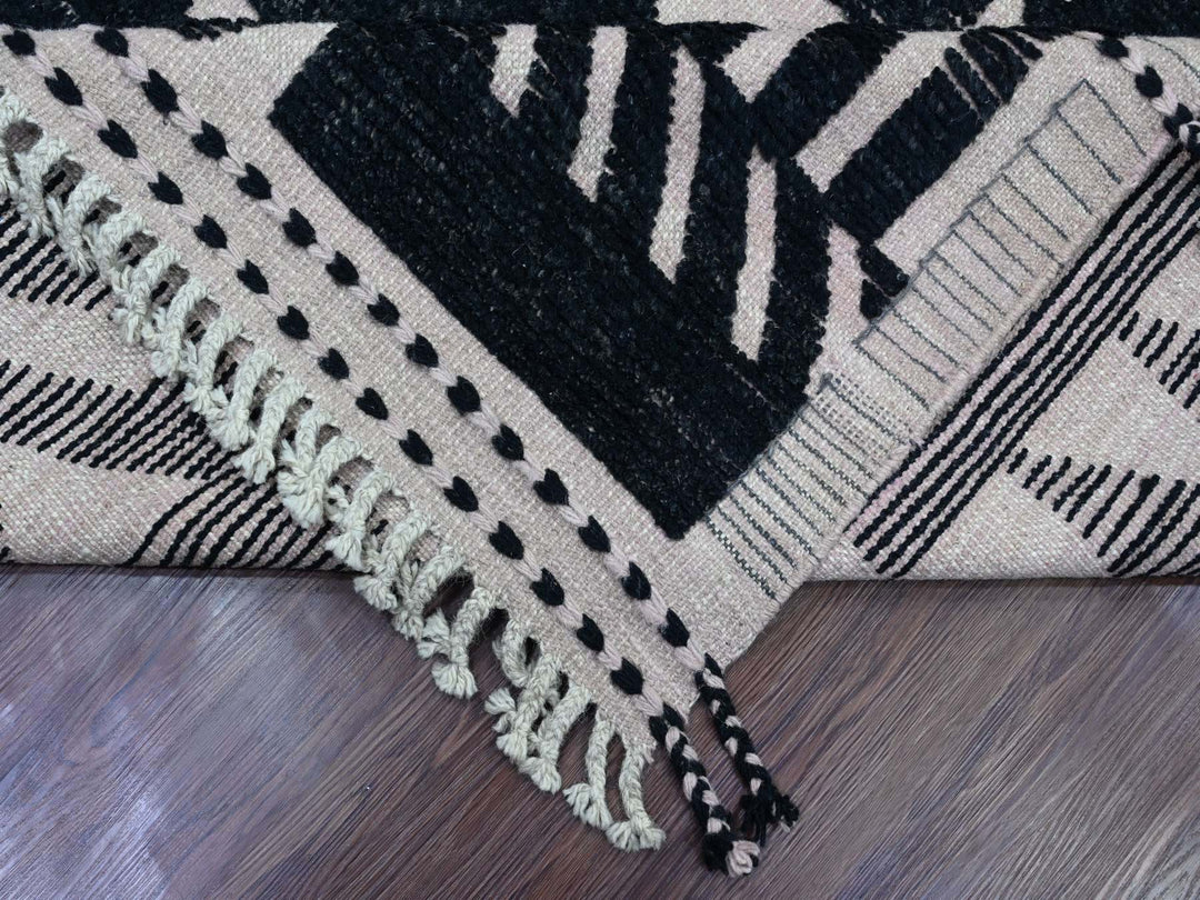 9'4" x 12'10" New Hand Knotted Black Wool Rectangle Oriental Rug - MOA10220524