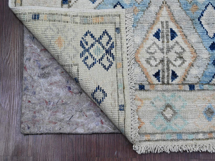 3'1" x 11'8" New Hand Knotted Ivory Wool Runner Oriental Rug - MOA10220530