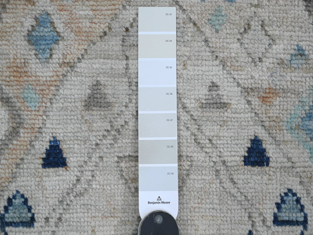 3'1" x 11'8" New Hand Knotted Ivory Wool Runner Oriental Rug - MOA10220530