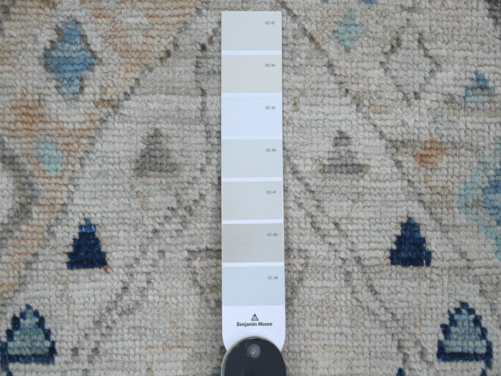 3'1" x 11'8" New Hand Knotted Ivory Wool Runner Oriental Rug - MOA10220530