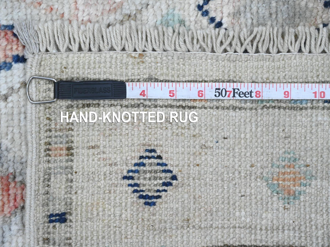 3'1" x 11'8" New Hand Knotted Ivory Wool Runner Oriental Rug - MOA10220530