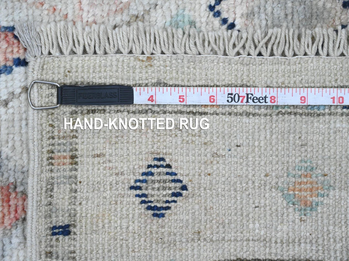 3'1" x 11'8" New Hand Knotted Ivory Wool Runner Oriental Rug - MOA10220530