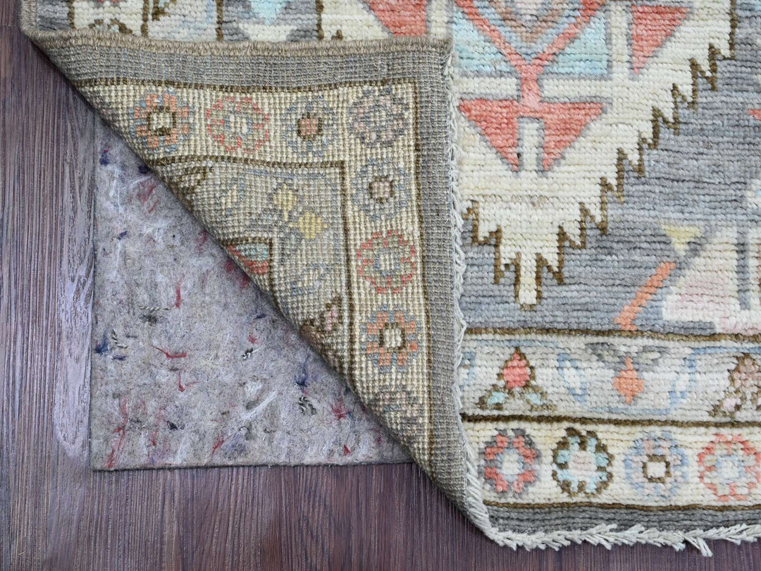 2'11" x 11'6" New Hand Knotted Grey Wool Runner Oriental Rug - MOA10220531