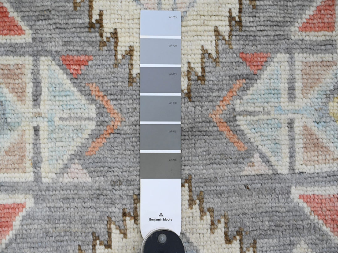 2'11" x 11'6" New Hand Knotted Grey Wool Runner Oriental Rug - MOA10220531